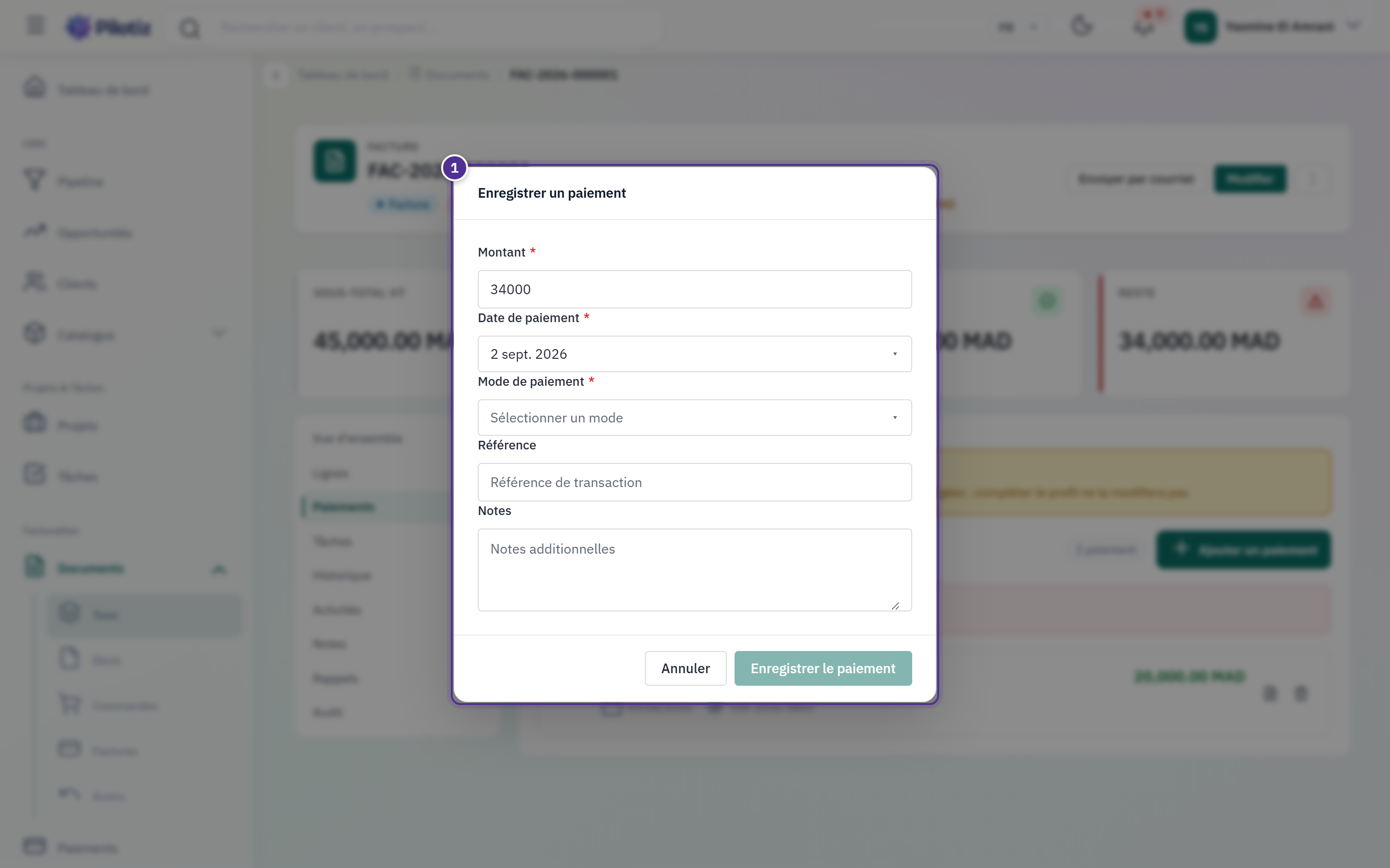 Enregistrer un paiement